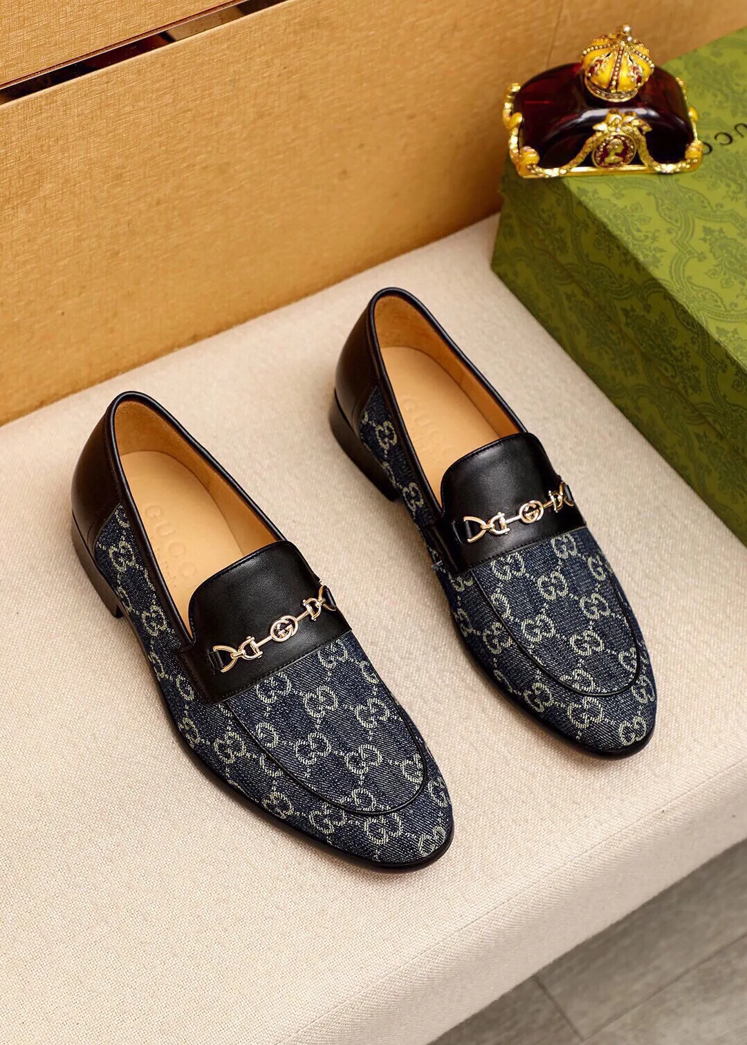 Men's shoes 💰540 💐 GUCCI official website dress shoes 🌀 Italian 🇮🇹 imported denim upper ➕ top imported water-dyed cow 🐂 leather lining 💋 fine handmade original outsole, the real thing looks better when photographed in person Standard size 38-44 (45🉑️customized)
